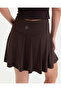 Brown Ecovero ™   Viscose High Waist Flared Shorts Skirt - 5
