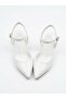 Open Back Ankle Strap White Patent Leather Women's Heeled Evening Dress Shoes - 2