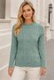 Women's Round Neck Long Sleeve Hair Braided Patterned Stylish Casual Mint Knitwear Sweater - 5