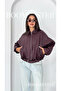 Women's Black Oversize Faux Leather Bomber Coat |   Belt Detailed Premium - 5