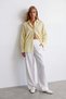 Women's Yellow Jacquard Oversize Woven Shirt Alc-X15629 - 3