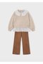 Faux Suede Leggings and Shirt Detailed Sweat Suit 4736 - 3