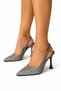 Glittery Heeled Women's Sandals (8cm) Platinum - 3