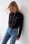 Women's Black Button Detailed Blazer Jacket Alc-X15660