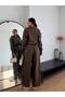 Women's Brown Belted Shirt and Trousers Two-Piece Set - 4