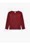 Heart Printed Crew Neck Long Sleeve Camisole Cotton T-Shirt - 2