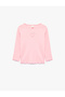 Heart Printed Crew Neck Long Sleeve Camisole Cotton T-Shirt - 3