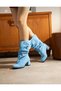 Telly Baby Blue Suede Bellows Boots Botti̇e