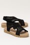 Open Front Knitted Patterned Elastic Women's Sandals Black - 2