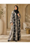 Luxury Floral Embroidered Open Abaya with Matching Hijab Shawl - 7