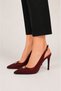 Pointed Toe Pencil Heel Satin Heeled Women's Sandals Shoes (9cm) Bordo - 4