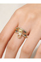 Gold Tone Rainbow Stone Embellished Zipper Detail Ring - 3
