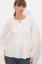 Women's Long Sleeve Textured Blouse 1588 - White