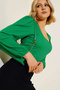 Women's Long Sleeve Knitted Blouse 1418 - Green - 2