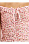 Ligh Pink All Over Print Ruched Details Off Shoulder Neck Slip with Brief - 3
