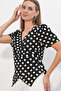 Women's Double-Breasted Collar Polka Dot Blouse 1577 - Black - 3