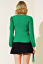Women's Long Sleeve Knitted Blouse 1418 - Green - 4
