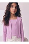 Girl's Ribbed Combed Cotton Cardigan/Tank Top 2-Piece Set Lilac - 3