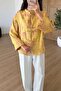 Yellow Patterned Shimmering Kimono Shirt - 4