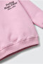 Girl's Cotton Minimal Text Printed Pink School Sweatshirt - 4