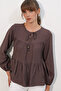 Women's Long Sleeve Textured Blouse 1588 - Brown