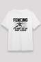 Fencing Printed Unisex White T-Shirt - Tshirt