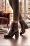 Pink Zippered Women's Boots with Elastic Buckle Heels - 4