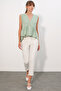 Women's Buttoned Zero Sleeve Blouse 1454 - Mint - 2