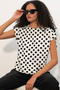 Women's Short Sleeve Polka Dot Blouse 1579 - White