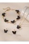 Girls Black Butterfly Charm Necklace, Bracelet and Earrings Set - 7