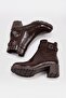 Pink Zippered Women's Boots with Elastic Buckle Heels - 7