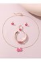 Girls Pink Flower Charm Necklace, Earrings, Ring and Bracelet Set - 2