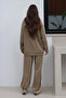 Women's Oversize Two-Piece Tracksuit with Stripes on the Sleeves and Sides 9155 - Khaki - 6