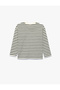 Crew Neck Long Sleeve Oversize Striped T-Shirt - 2