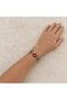 Burgundy Blue Tile Wide Form Thick Copper Bracelet, Hand-Embroidered Adjustable Model - 4