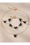Girls Black Butterfly Charm Necklace, Bracelet and Earrings Set - 8