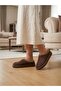 Brown Unisex Thick Sole Fur Lined Plush House Slippers / Comfortable Winter House Shoes with Zigzag Stitching (Washable) - 3