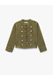 Loose Fit Cotton Long Sleeve Denim Jacket with Napoleon Closure Detail - 3