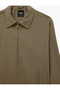 Viscose Blended Pocketed Shirt Collar Houndstooth Patterned Zippered Seasonal Jacket - 3
