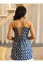 Blue Printed Strappy Square Neck Top - 2