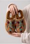 Women's Floral Embroidered Suede House Slippers Plush Non-Slip Sole Winter Comfortable Dowry Slippers - 5