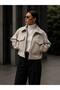 Women's Pocket Detailed Zippered Cashmere Crop Jacket