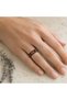 White Orange Flower Thin Copper Ring, Hand-Embroidered Adjustable Model - 4