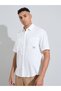 White Solid Patchwork Short Sleeves Shirt - 3
