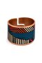 Green orange zigzag chunky copper ring, adjustable - 3