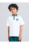 Boys Off White KSA National Day Patchwork Contrast Collar Polo T-Shirt
