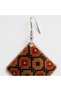 Copper Black Rumi Motif Copper Earrings, Hand-Embroidered Adjustable Model - 4