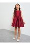 Girls Red Rose A-Line Knee-Length Dress - 2