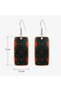 Black Cream Square Motif Copper Earrings, Hand-Embroidered Adjustable Model - 2