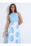 Blue All Over print Halter Neck A-Line Maxi Dress - 2
